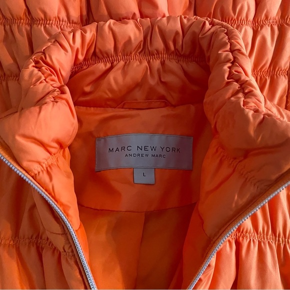 Marc New York Andrew Marc Orange Quilted Puffer Vest Side Snap Pockets Size L - Picture 4 of 5
